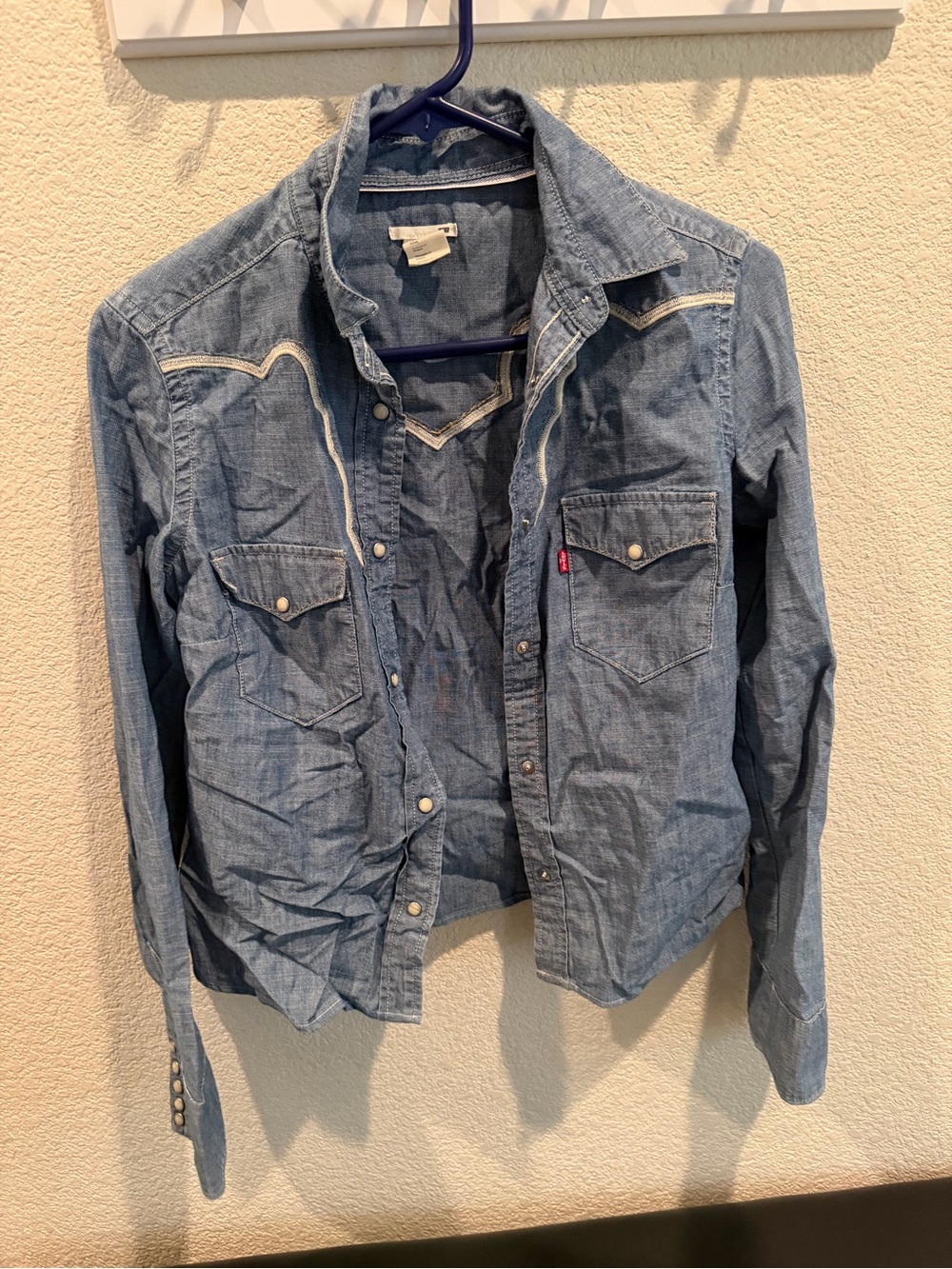 Denim Western Snap-Front Shirt Jacket - Light Blue